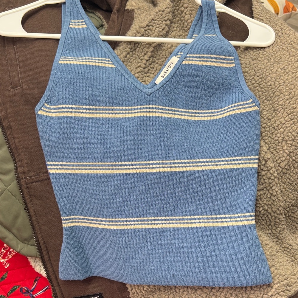 Blue and White Striped Women’s Top Aritzia Babaton